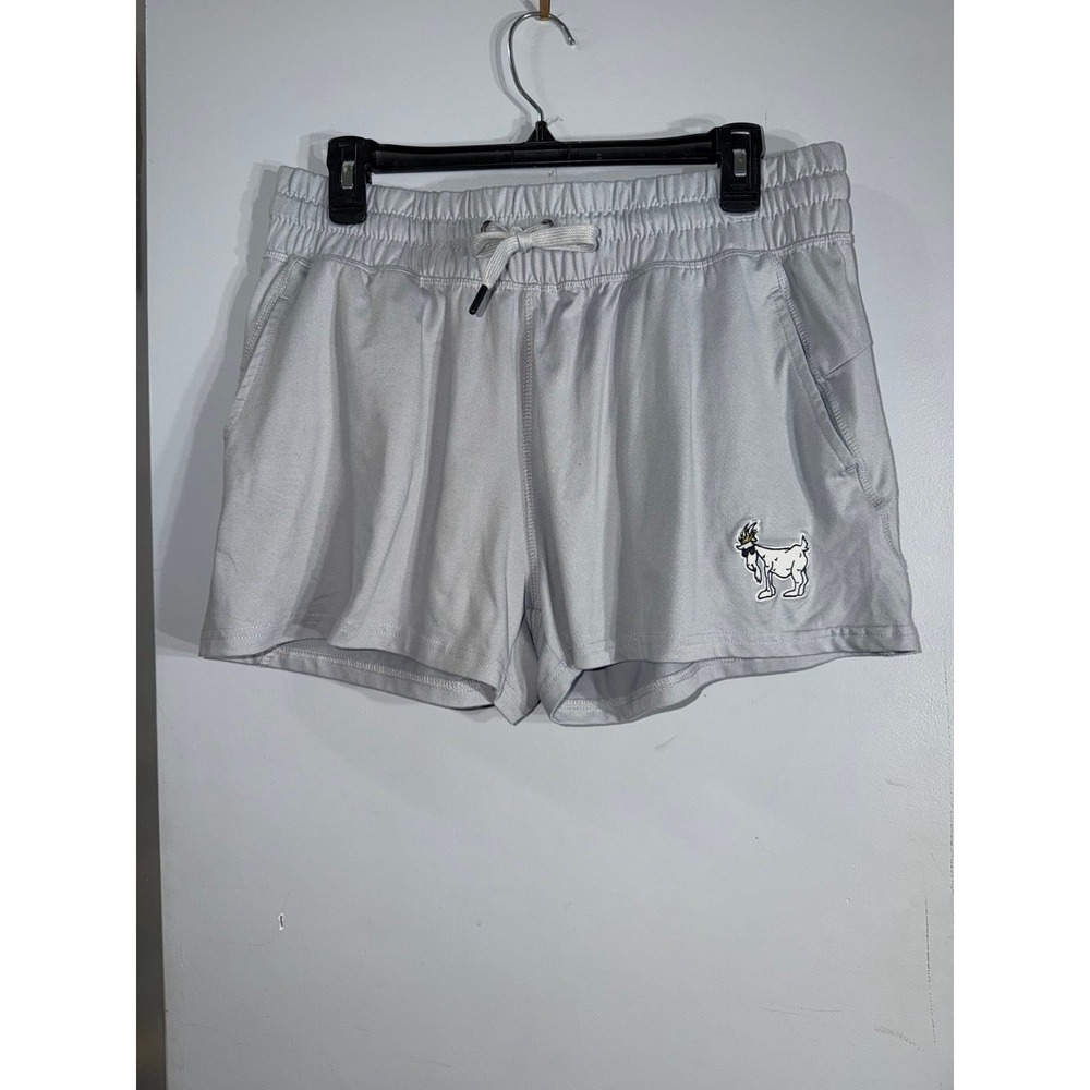 GOAT USA gray relaxed shorts with embroidered goat on leg size large women's